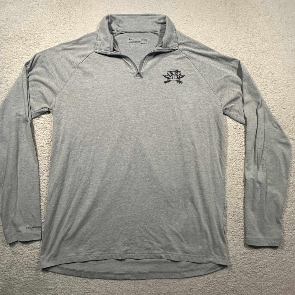 Under‎ Armour 1/4 Zip Pullover Mens L Grey NKU Norse Heatgear UM0650 Activewear